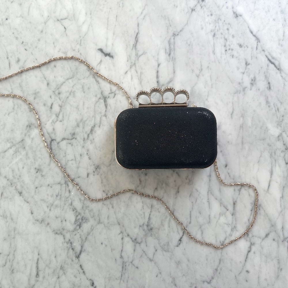 Black & Gold Knuckle Bling Clutch Purse
